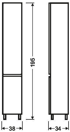 Пенал підлоговий/підвісний Мойдодир Палермо П-38К з кошиком для білизни 00-00004156 - превью 2