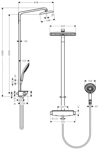 Душевая система Hansgrohe Raindance Select Showerpipe хром 27112000 - фото 3