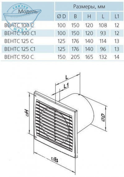 Настінний і стельовий вентилятор VENTS 150 С К - фото 2
