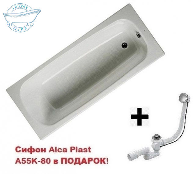 Ванна чавунна Roca CONTINENTAL 160х70 без ніг A21291200R + Сифон автомат Alca Plast A55K-80 - фото 1