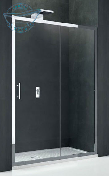 Дверь душевая Novellini Kali 2P 140 см (профиль серебро, прозрачное стекло) KALI2P134-1B - фото 1