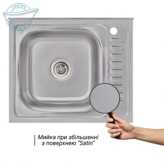Кухонна мийка Lidz 6050-L 0.6мм Satin LIDZ6050L06SAT - фото 3