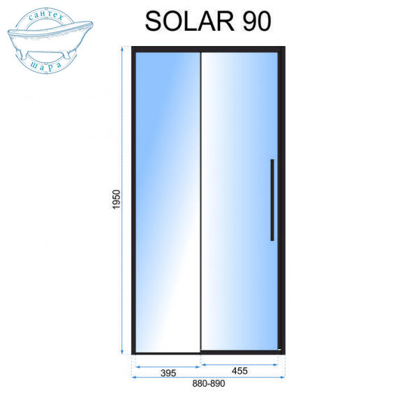 Душевая дверь Rea Solar 90x195 (Профиль - черный, стекло - прозрачное) REA-K6319 - фото 2