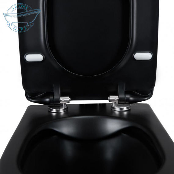 Унитаз подвесной Q-Tap Scorpio Rimless черный матовый QT1433053ERMB с сиденьям Slim Soft-close - фото 7