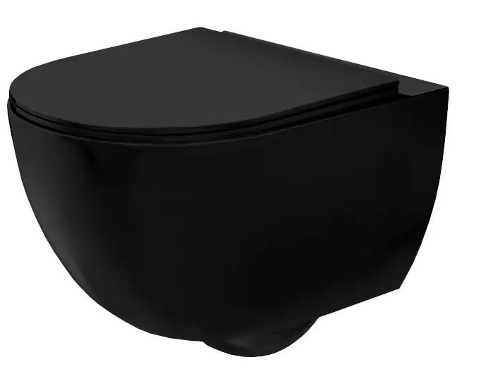 Підвісний унітаз Rea Carlo Mini Rimless чорний матовий REA-C8489 з сидіннями Soft Close - фото 1