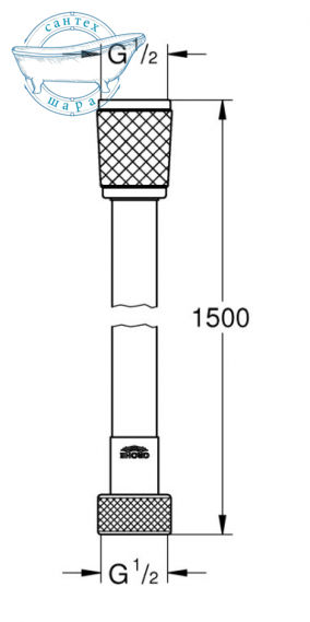 Душевой шланг Grohe VitalioFlex Trend 1500 мм черный матовый 287412432 - фото 2