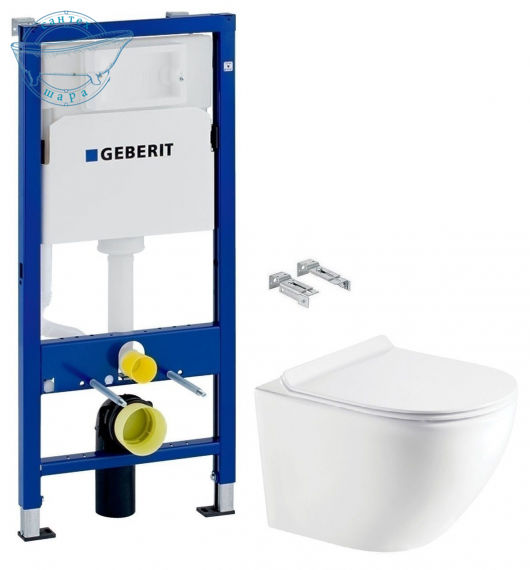 Инсталляция Geberit Duofix 458.103.00.1 + Унитаз подвесной Koller Pool Round Smart RN-0490-RW с сиденьем Soft Close - фото 1