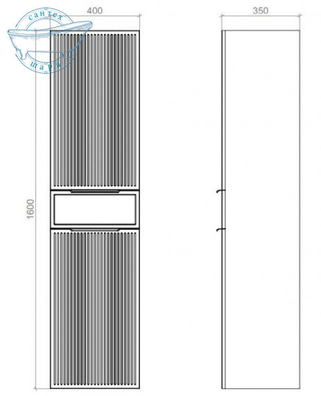 Пенал підвісний Mirater Адель 40 см чорний 000007549 правий - фото 2