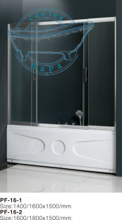 Штора для ванны Atlantis 160-180x150 (Профиль - хром, стекло - прозрачное) PF-16-2