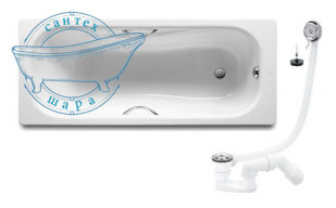 Ванна ROCA PRINCESS 170 * 75см, з ручками + Сифон Viega Simplex для ванни A220270001 + 311537