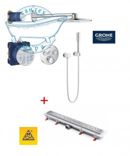 Душевая система Grohe Rainshower SmartActive 34705000 + Душевой канал MCH CH-850 SN1 с решеткой на выбор
