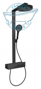 Душевая система с термостатом Hansgrohe Pulsify Showerpipe 250 EcoSmart черный матовый 28742670